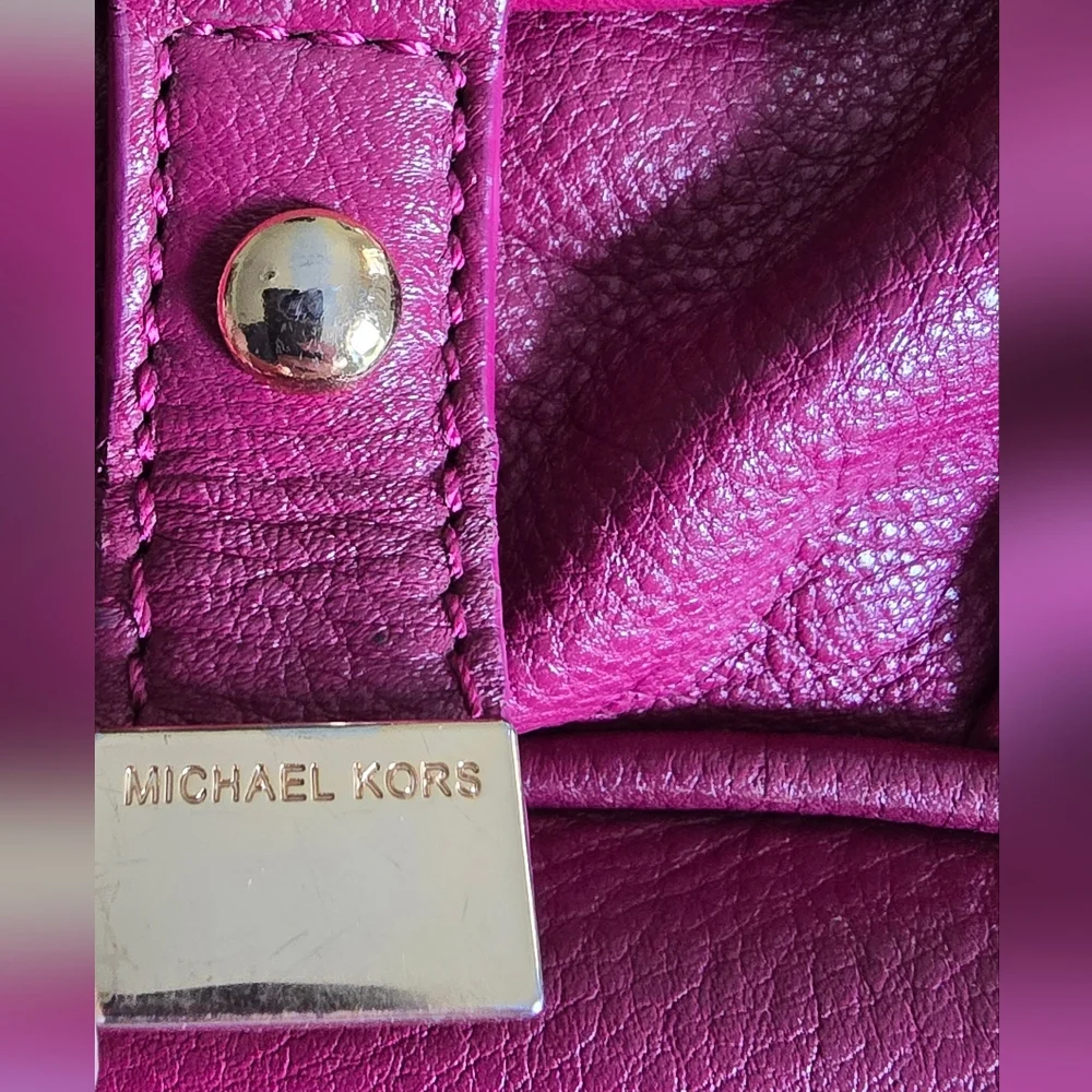 Michael Kors Burgundy Leather Hobo Bag with Gold Hardware